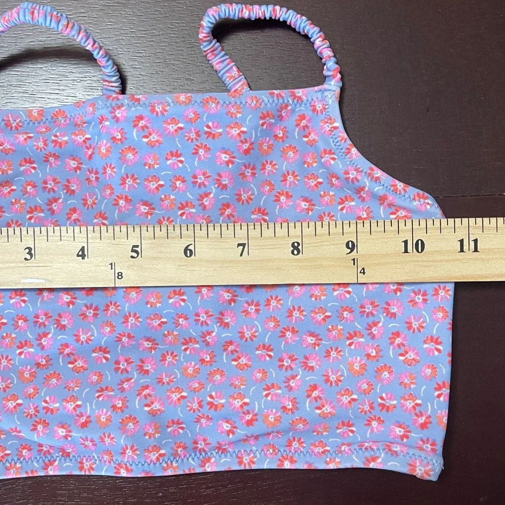 J Crew Crewcuts Girl’s Ruched Strap Tankini Swim Top Size 7 in Blue Multi Floral